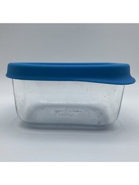 Ziploc 16 oz Tempered Glass Food Storage Container Blue Lid Bormioli Rocco H10